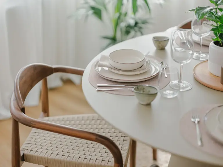 Lovely set dining table in the dining area at Stay Eden MOONSTONE GREEN, a Ramstein TDY apartment.