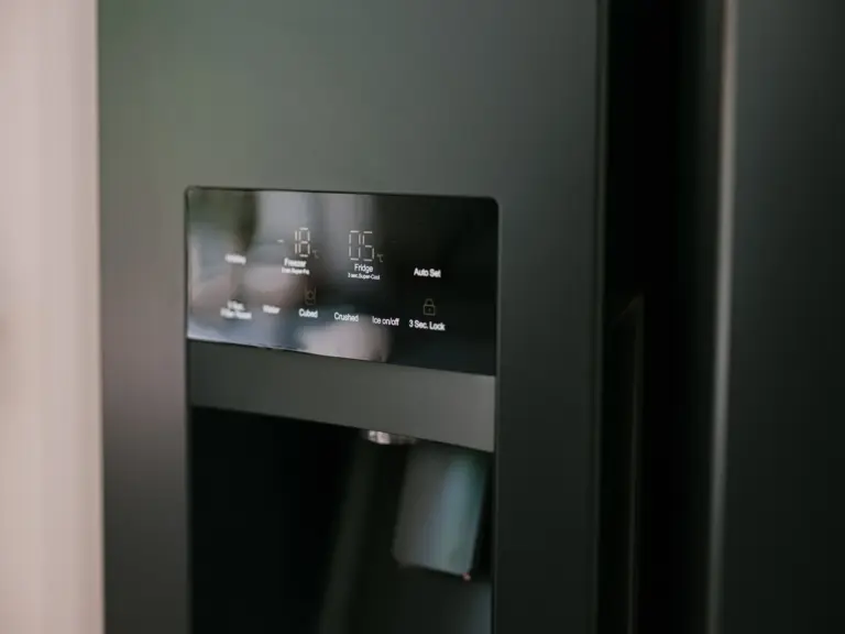 Modern kitchen with side-by-side fridge at Stay Eden MOONSTONE GREEN, a fully furnished TDY home near Ramstein.