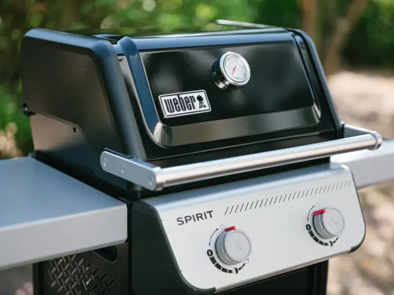 Weber grill in the outdoor area of the Stay Eden MOONSTONE GREEN apartment in Ramstein, ready for guest use.